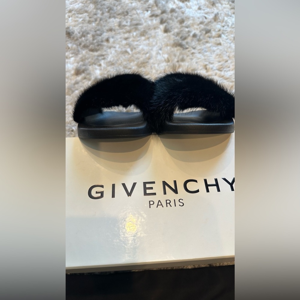 Givenchy Fur Slide Sandals; Black; Size 37 - Picture 6 of 12